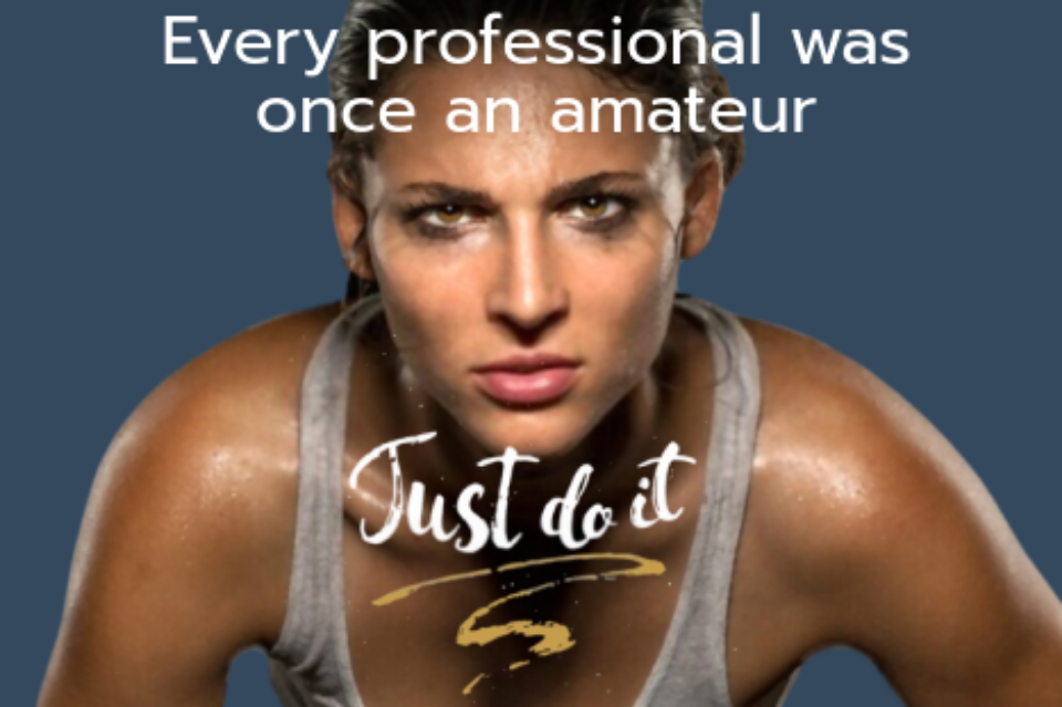 Top part of woman athlete with a look of concentration meme