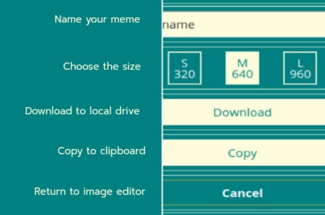 Meme generator download user interface