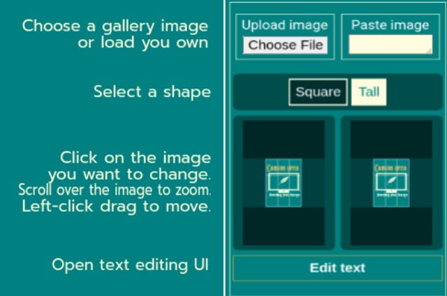 Two pictures meme generator user interface